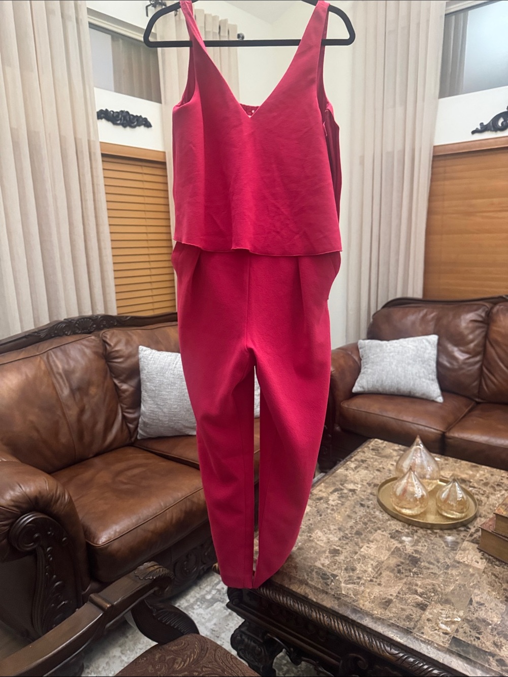Trina Turk Vibrant Pink Sleeveless V-Neck Jumpsuit